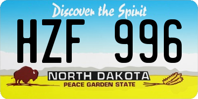 ND license plate HZF996