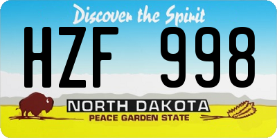 ND license plate HZF998