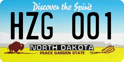ND license plate HZG001