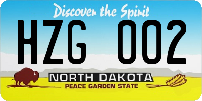 ND license plate HZG002