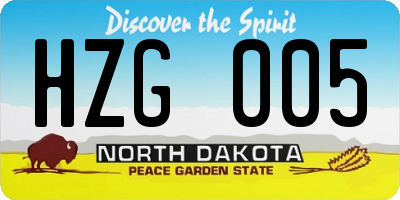 ND license plate HZG005