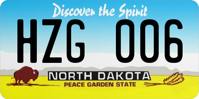 ND license plate HZG006