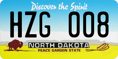 ND license plate HZG008