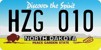 ND license plate HZG010