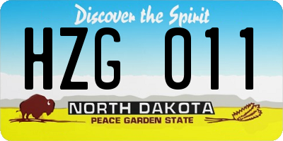 ND license plate HZG011
