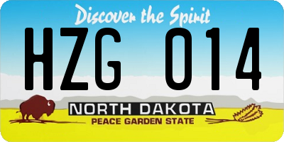 ND license plate HZG014