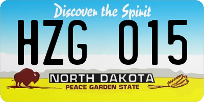 ND license plate HZG015