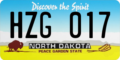 ND license plate HZG017