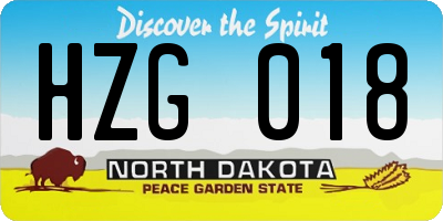 ND license plate HZG018