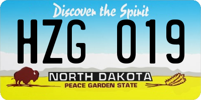 ND license plate HZG019