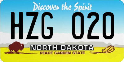 ND license plate HZG020