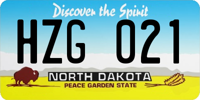 ND license plate HZG021