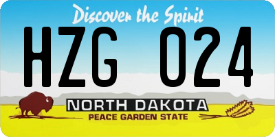 ND license plate HZG024