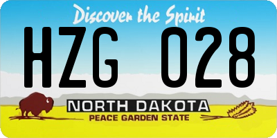 ND license plate HZG028
