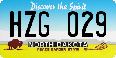 ND license plate HZG029
