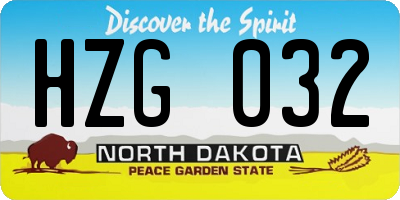 ND license plate HZG032