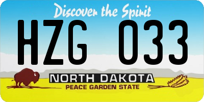 ND license plate HZG033