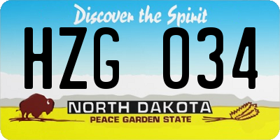 ND license plate HZG034