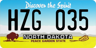 ND license plate HZG035