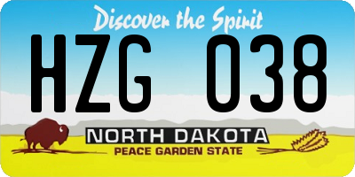 ND license plate HZG038