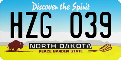ND license plate HZG039