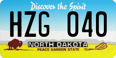 ND license plate HZG040
