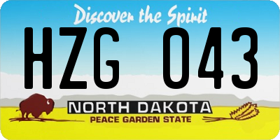 ND license plate HZG043