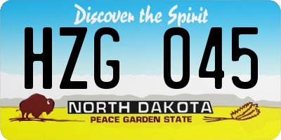 ND license plate HZG045