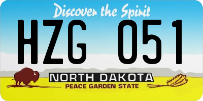 ND license plate HZG051