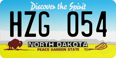 ND license plate HZG054