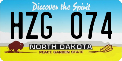 ND license plate HZG074