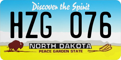 ND license plate HZG076