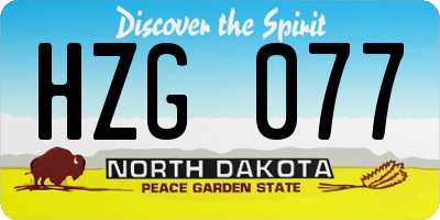 ND license plate HZG077