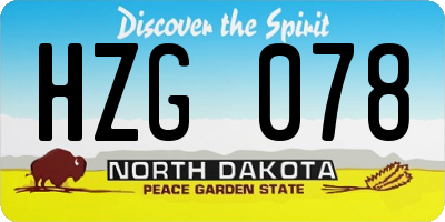 ND license plate HZG078