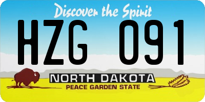 ND license plate HZG091