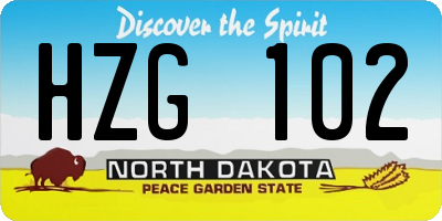 ND license plate HZG102
