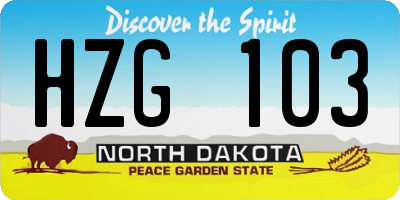 ND license plate HZG103