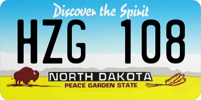 ND license plate HZG108