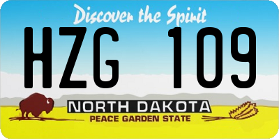 ND license plate HZG109