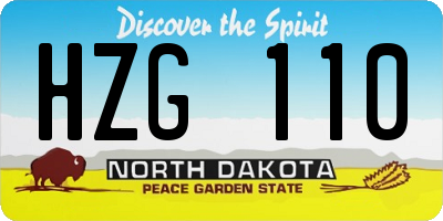ND license plate HZG110