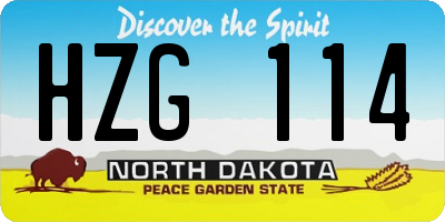 ND license plate HZG114