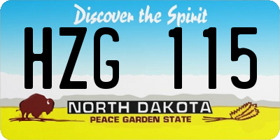 ND license plate HZG115