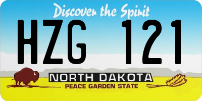ND license plate HZG121