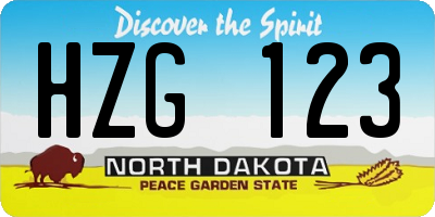 ND license plate HZG123