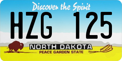 ND license plate HZG125