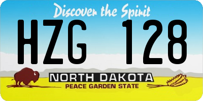 ND license plate HZG128