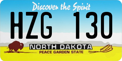 ND license plate HZG130