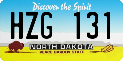 ND license plate HZG131