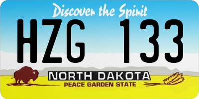 ND license plate HZG133