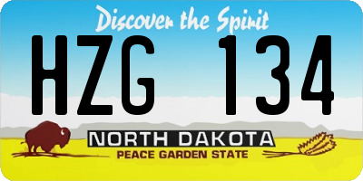 ND license plate HZG134
